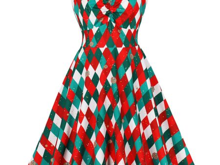 A Line Spaghetti Straps Red Christmas Vinatge Dress Discount