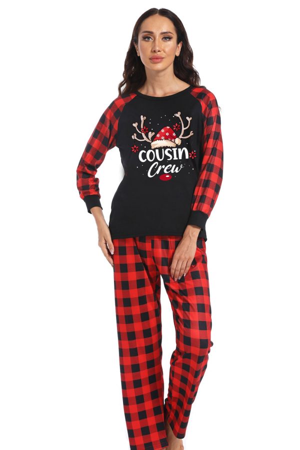 Print Family Christmas Pajamas with Red Plaid For Discount