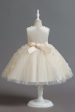 Champagne A Line Tulle Sleeveless Flower Girls  Party Dress With Bow Online Hot Sale