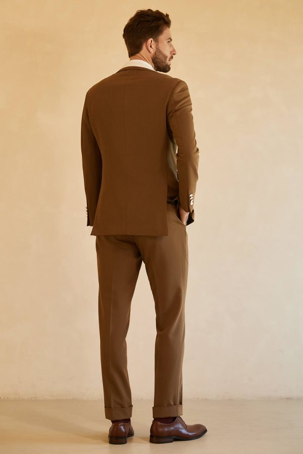 Peak Lapel Single Button Brown Men s Wedding Suits Supply