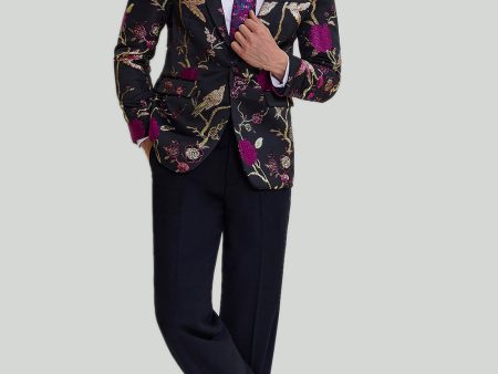 Black Jacquard Satin Notched Lapel Homecoming Blazer Supply