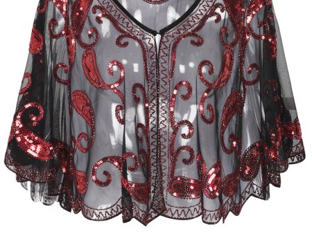 1920s Red Glitter Sequins Cape on Sale