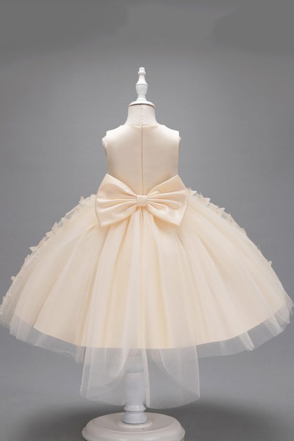 Champagne Princess Butterfly Tulle Girls  Dress With Bow For Cheap