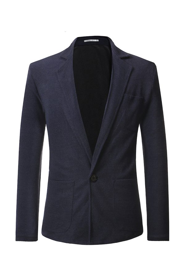 Grey Knitted Notched Lapel Men s Blazer For Cheap