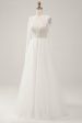 Elegant Ivory A Line Backless Long Sleeves Wedding Dress with Lace Online