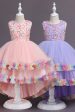 Pink High Low Boat Neck Flower Girl Dress Hot on Sale