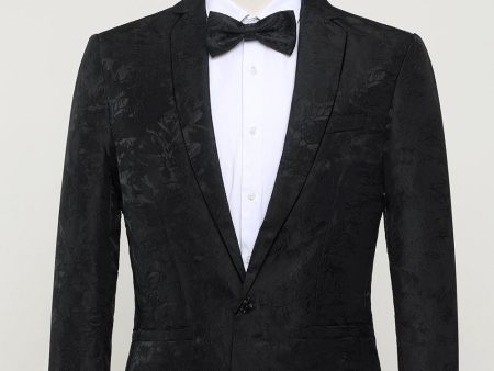 Black Jacquard Satin Notched Lapel Men s Blazer Online