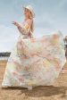 Charming A Line Sweetheart Ivory Floral Sweep Train Bridal Dress with Sleeves Online Hot Sale