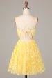 Keep Glowing A Line Spaghetti Straps Yellow Short Homecoming Dress with Appliques Online