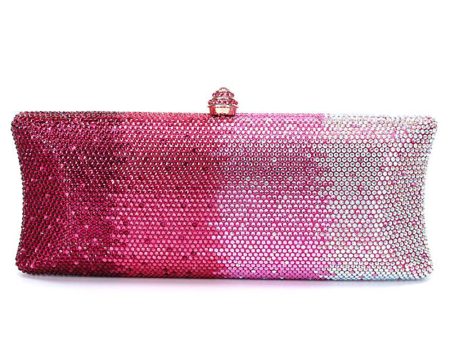 Fuchsia Ombre Saprkly Sequin Evening Clutch Bag For Sale