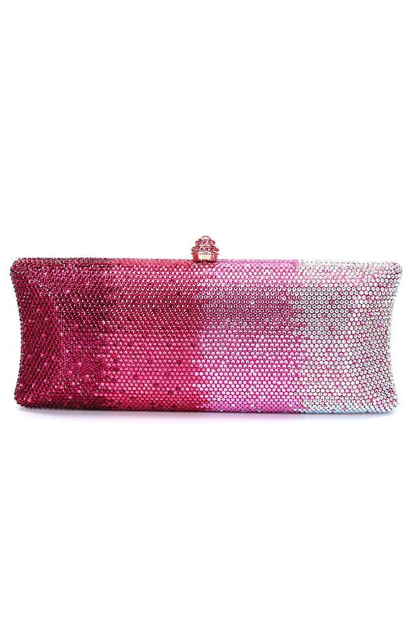 Fuchsia Ombre Saprkly Sequin Evening Clutch Bag For Sale