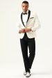 One Button White Shawl Lapel Jacquard Men s Prom Blazer Online Hot Sale