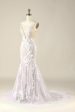 Ivory Mermaid Illusion Boat Neck Lace Wedding Dress Sale