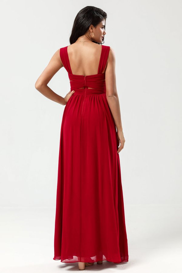 Epitome of Romance A Line Sweetheart Burgundy Long Bridesmaid Dress with Keyhole Online now