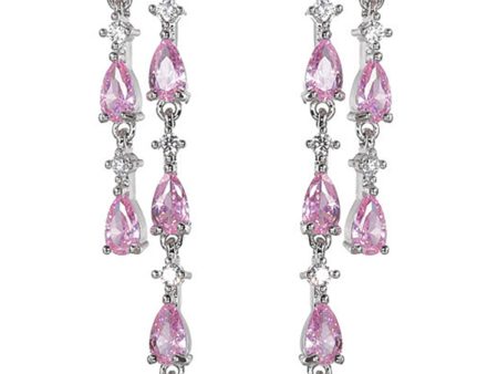 Pink Rhinestone Long Earrings Hot on Sale