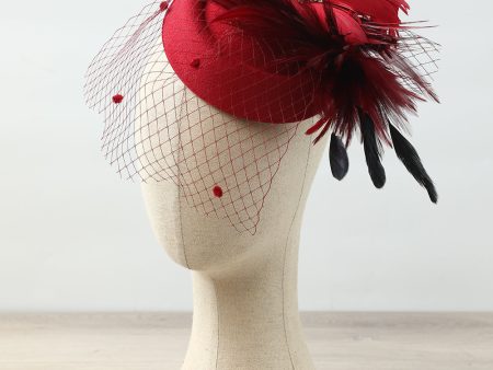 1920s Burgundy Feathere Headband Fashion