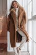 Brown Notched Lapel Long Teddy Wool coat For Cheap