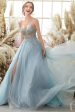 Light Blue Beading Tulle Prom Dress For Cheap