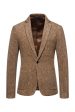 Khaki Tweed One Button Notched Lapel Men s Blazer For Cheap