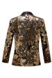 Golden Flower Shaped Sequins Men s Blazer Cheap