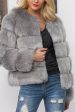 Grey Shawl Lapel Cropped Women Faux Fur Coat Discount