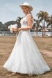 Sparkly Tulle Beaded Ivory Long A Line Wedding Dress Online Sale