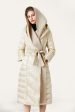 Ivory Button Quilted Puffer Jacket with Faux Fur Hood Online