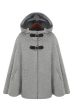 Grey Hooded Buckled Women Cowl Coat Online Sale