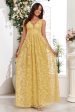 Yellow V-Neck Long Prom Dress With Appliques Supply