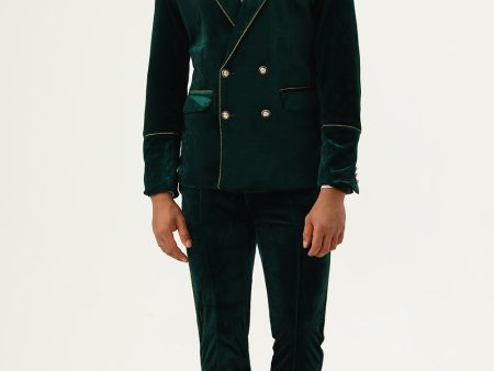 Dark Green Velvet 2 Piece Men s Prom Suits Online Sale