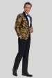 Gold Men s Blazer Slim Fit Solid One Button Business Suit Jacket Online Sale