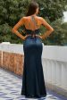 Two Piece Open Back Navy Prom Dress Cheap