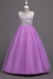 Purple A Line Tulle Girls Dresses With Lace Online now