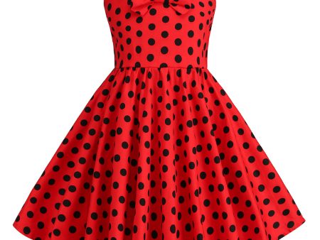 Halter Polka Dot Red Vintage Girls Dress Fashion