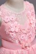 Pink Round Neck Girls Dresses With 3D Flowers Online Sale