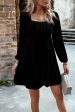 Black Velvet A line Holiday Party Dress with Pleated Supply