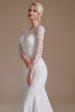 White Mermaid Long Sleeves Sweep Train Wedding Dress with Lace Fashion