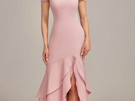 Pink Mermaid Asymmetrical Ruffled Mother of the Bride Dress For Discount