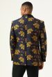 Navy Flower Shawl Lapel Jacquard Men s Prom Blazer For Discount