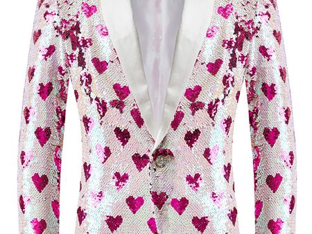 Pink Sequins Shawl Lapel Men s Blazer on Sale