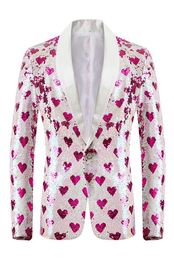 Pink Sequins Shawl Lapel Men s Blazer on Sale