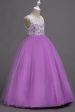 Purple A Line Tulle Girls Dresses With Lace Online now