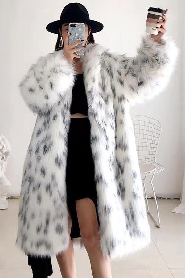 White Oversized Long Faux Fur Shearling Coat Online Sale