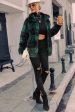 Green Plaid Zipper Fuzzy Jacket Winter Coat Fashion