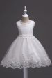 White Round Neck Beading A Line Girls Dresses Discount