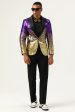 Sparkly Purple and Golden Sequins Men s Prom Blazer Fashion