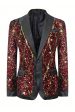 Sparkly Red Sequins Shawl Lapel Men s Party Blazer Online Sale