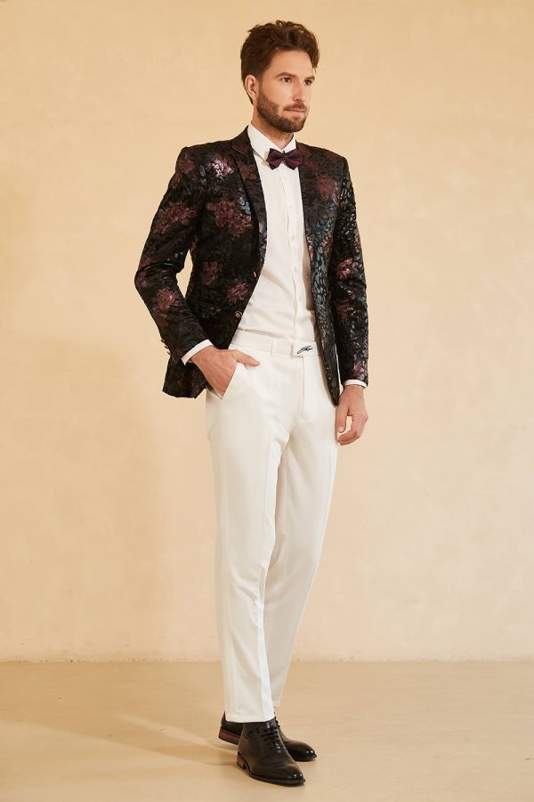 Single-Breasted Two-Button Printed Men s Blazer For Sale