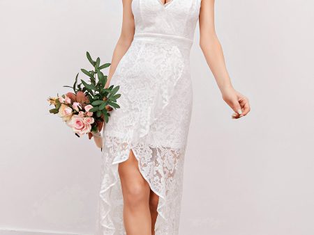 White Lace Beach Wedding Dress on Sale