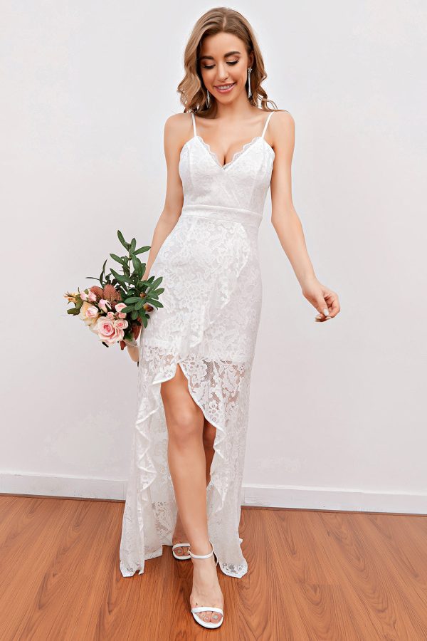 White Lace Beach Wedding Dress on Sale